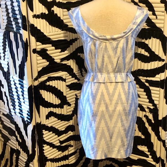 Calypso St. Barth Raw Silk Dress White Blue Large - Picture 2 of 8